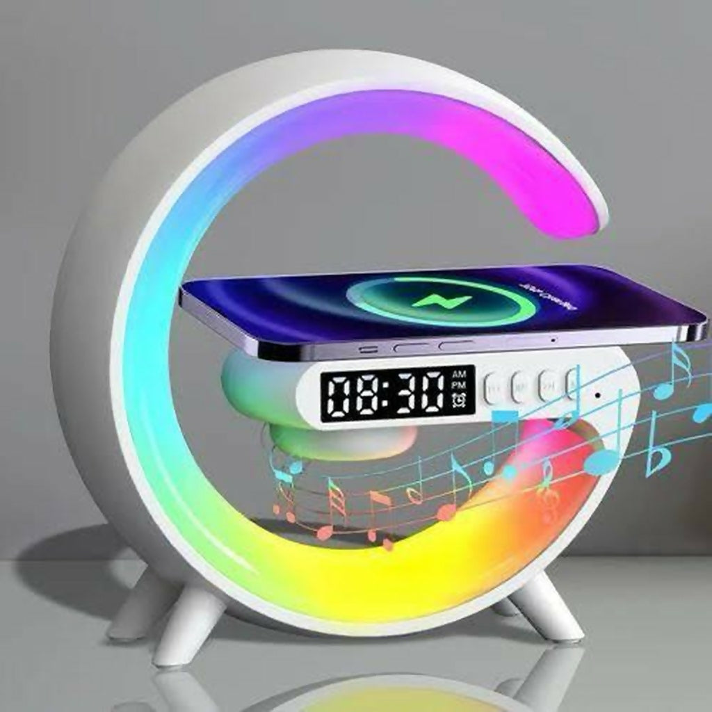 Rgb wireless charging speaker lamp with alarm clock & night light