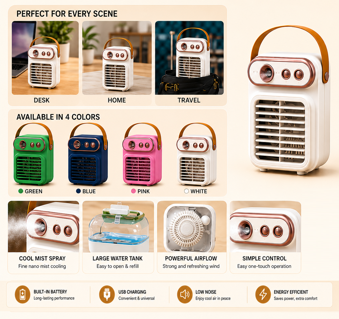 Retro Style Spray Fan | Portable Cooler