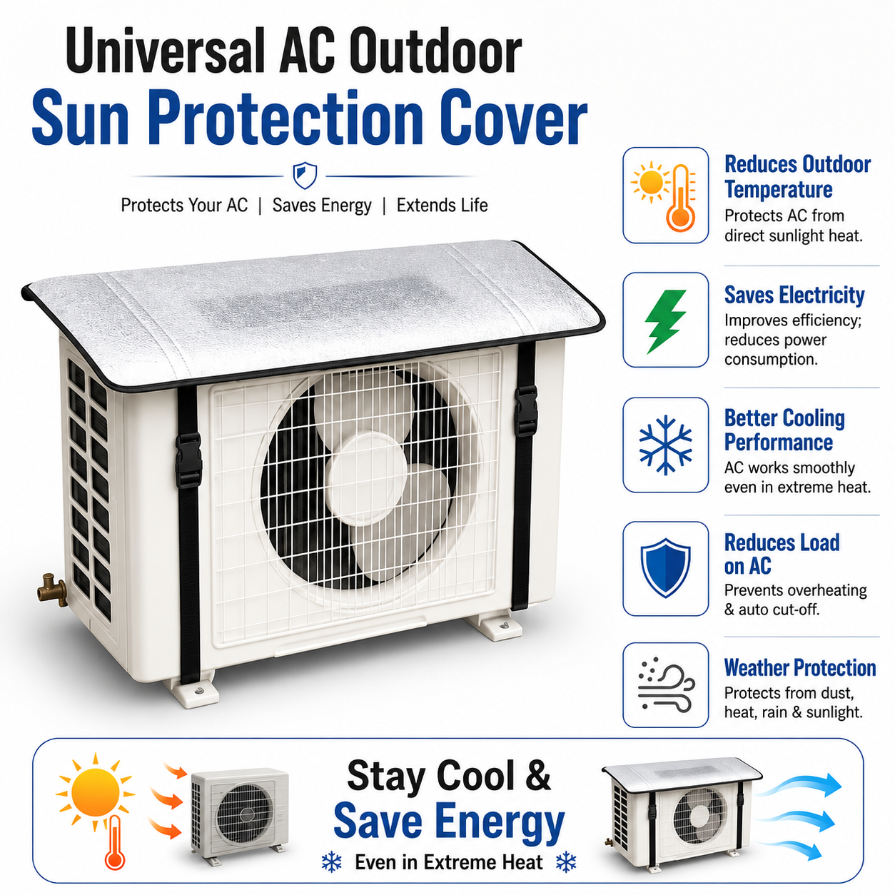 Universal AC Outdoor Sun Protection Cover