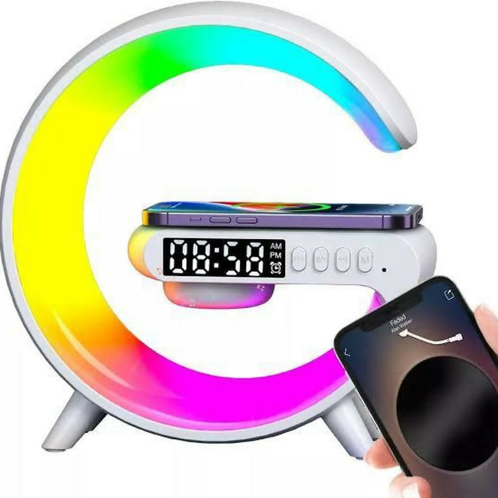Rgb wireless charging speaker lamp with alarm clock & night light